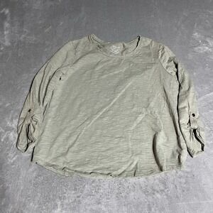Chicos Top Womens Large Green The Ultimate Tee‎ 3/4 Sleeve Soft Beach